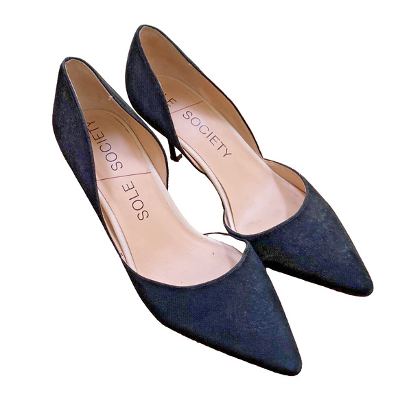 Sole Society Jenn Sexy Black Faux Suede D’Orsay High Heels Dressy Shoes US 9.5M - Picture 1 of 9